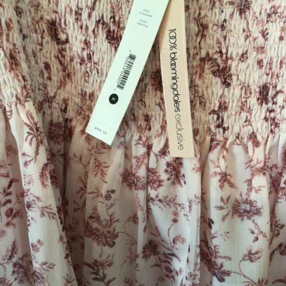 Aqua Floral Smocked Mini Skirt sz medium - Picture 4 of 8